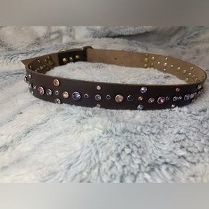 Crystal leather handmade dog collar